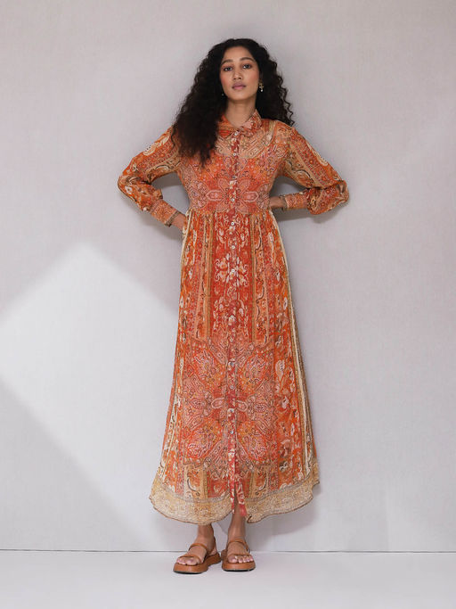 ritu kumar orange dress Buy Orange Floral Print Dress by Designer RITU KUMAR Online at Ogaan.com