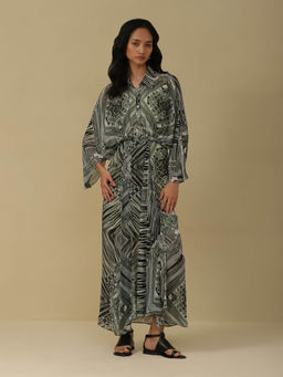 Aarke Ritu Kumar - Green Abstract Print Dress