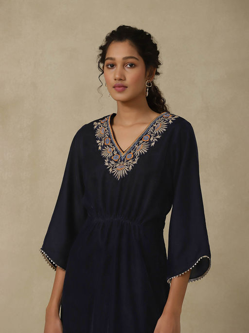 ritu kumar navy blue dress Buy Label RITU KUMAR Navy Blue Botanical Print Long Dress at Amazon.in
