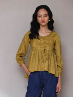 Aarke Ritu Kumar - Mustard Solid Short Top