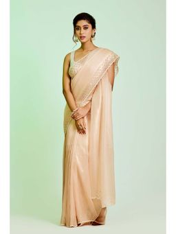 Aparnaa - Light Beige Tissue Organza Saree with Unstitched Blouse