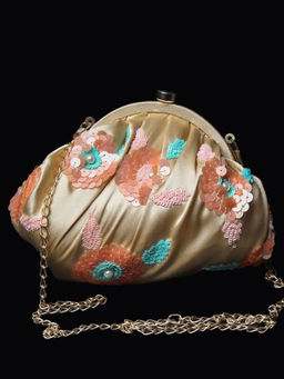 Odette - Beige Cover Style Satin Sling Bag