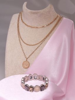 Lilly & Sparkle - Gold Plated & Multicolored Studded Jewellery (Set of 2)