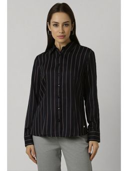 Van Heusen - Women Black Stripe Long Sleeves Formal Shirt