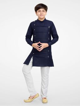 Jeetethnics - Boys Navy Blue Kurta Pyjama (Set of 2)