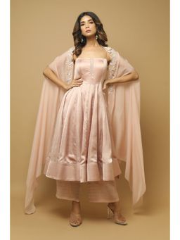 Ahi Clothing - Rose Pink Kali Kurta (Set of 3)