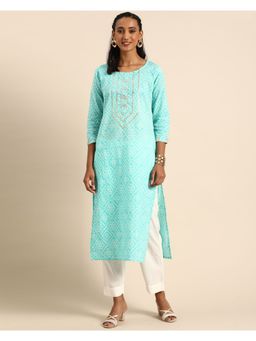 Rajnandini - Womens Pure Cambric Cotton Jaipuri Bandhani Printed Kurti