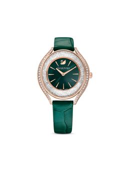 SWAROVSKI - Crystalline Aura Watch Swiss Made Leather Strap Green Rose Gold-Tone Finish - 5644078 (M)