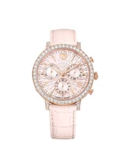 SWAROVSKI - Matrix Tennis Chrono Watch Swiss Made Leather Strap Pink Rose Gold-Tone Finish-5698300 (M)