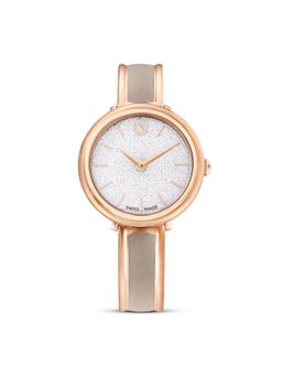 SWAROVSKI - Crystalline Bangle Watch Swiss Made Metal Bracelet Beige Rose Gold-Tone Finish-5709814 (M)