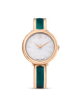 SWAROVSKI - Crystalline Bangle Watch Swiss Made Metal Bracelet Green Rose Gold-Tone Finish-5709816 (M)