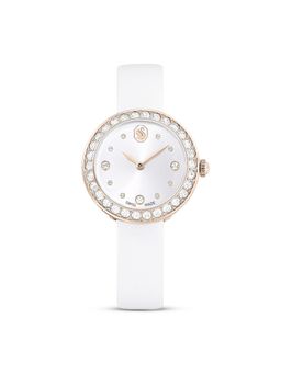 SWAROVSKI - Matrix Tennis Watch Swiss Made Leather Strap White Champagne Gold-Tone Finish-5710103 (M)