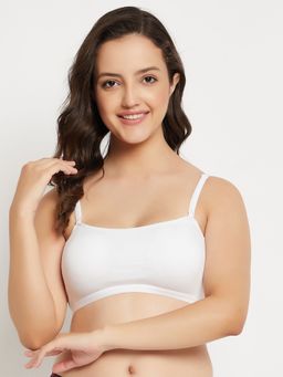 Clovia - Cotton Printed Non-Padded Demi Cup Wire Free Teen Bra - White