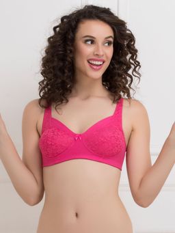 Clovia - Cotton Printed Non-Padded Full Cup Wire Free Full Figure Bra - Pink