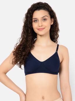Clovia - Cotton Printed Non-Padded Full Cup Wire Free Full Figure Bra - Blue