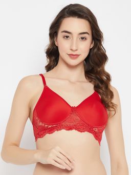 Clovia - Cotton Printed Non-Padded Full Cup Wire Free Full Figure Bra - Red