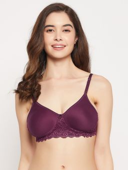 Clovia - Cotton Printed Non-Padded Full Cup Wire Free Full Figure Bra - Purple