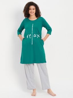 Clovia - Short Night Dress & Pyjama with Elastic Waistband (Set of 2)