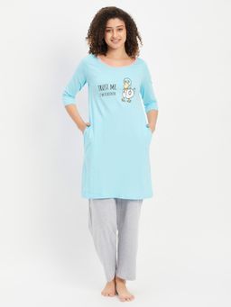 Clovia - Short Night Dress & Pyjama with Elastic Waistband (Set of 2)