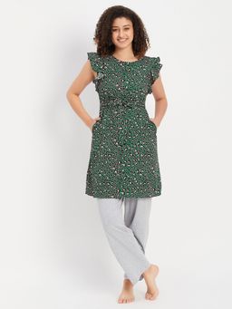 Clovia - Pyjama with Elastic Waistband & Short Night Dress (Set of 2)