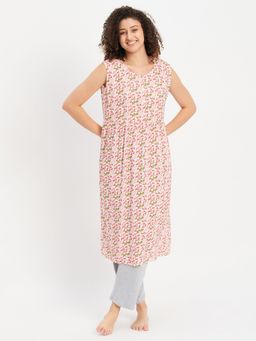 Clovia - Maternity Leaf Print Short Night Dress With Pyjama (Set of 2)