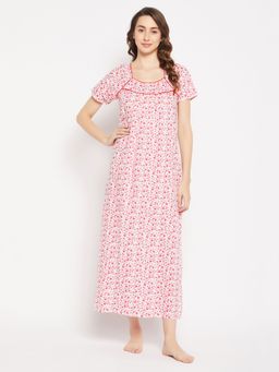Clovia - Cotton Printed Long Night Dress