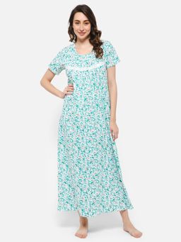 Clovia - Rayon Printed Long Night Dress
