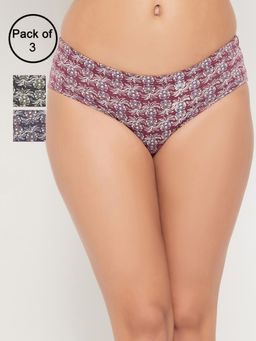 Clovia - Cotton Medium Waist Inner Elastic Hipster Panty (Pack of 3)