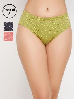 Clovia - Cotton Medium Waist Inner Elastic Hipster Panty (Pack of 3)