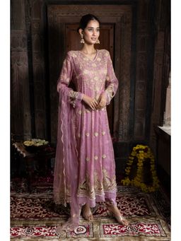 Farha Syed - Pink Anarkali with Palazzo and Dupatta (Set of 3)