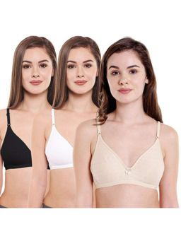 Bodycare - Pack of 3 Seamless Cup Bra In Black-Skin-White Colour