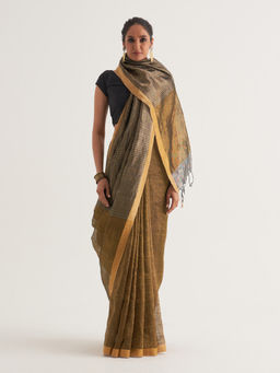 Five Point Five - Multi-Colour Woven Stripes Saree with Unstitched Blouse