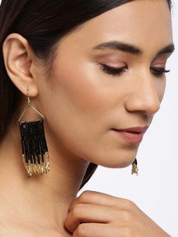 Blueberry - Black Glass Beaded Drop Earring