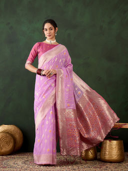 Suha - Womens Ethnic Lavender Saree with Unstitched Blouse