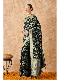 Suha - Womens Ethnic Black Saree with Unstitched Blouse