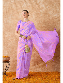 Suha - Womens Ethnic Lavender Saree with Unstitched Blouse