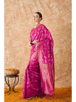 Suha - Womens Ethnic Pink Saree with Unstitched Blouse