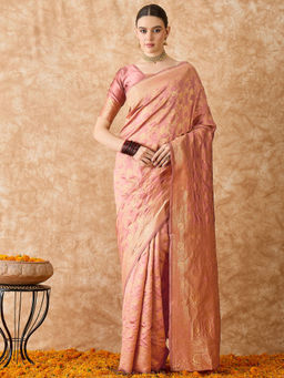 Suha - Womens Ethnic Copper Saree with Unstitched Blouse