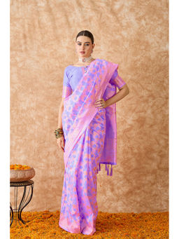 Suha - Womens Ethnic Lavender Saree with Unstitched Blouse