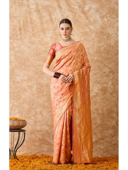 Suha - Womens Ethnic Peach Saree with Unstitched Blouse