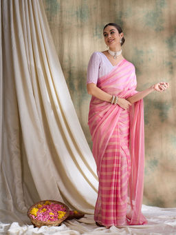 Suha - Womens Ethnic Pink Saree with Unstitched Blouse