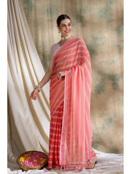 Suha - Womens Ethnic Peach Saree with Unstitched Blouse