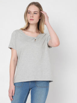 VERO MODA - Women Solid Grey T-shirt