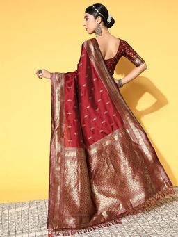 Odette - Silk Blend Woven Designer Saree with Unstitched Blouse