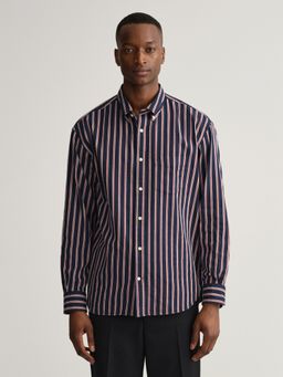 GANT - Men Blue Striped Relaxed Fit Shirt