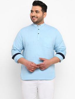 Urbano Plus - Men Sky Blue Cotton Regular Fit Casual Solid Shirt