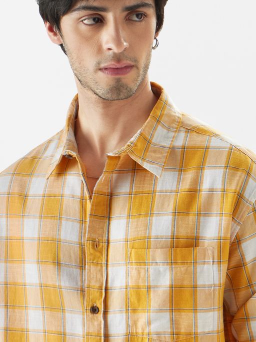 Buy The Souled Store Original Plaid- Amber Gold Men Relaxed Shirt