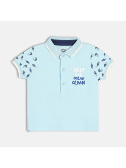 MINI KLUB - Baby Boys Half Sleeve Knit Polo T-Shirt Blue