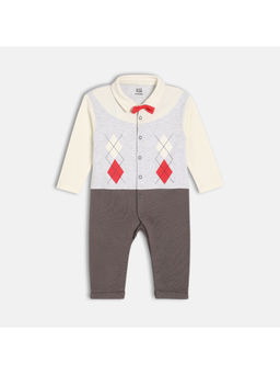 MINI KLUB - Baby Boys Collar Full Sleeve Full Length Knit Romper Multi-Color