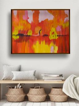 The Art House - Red Yellow Abstract Framed Wall Painting